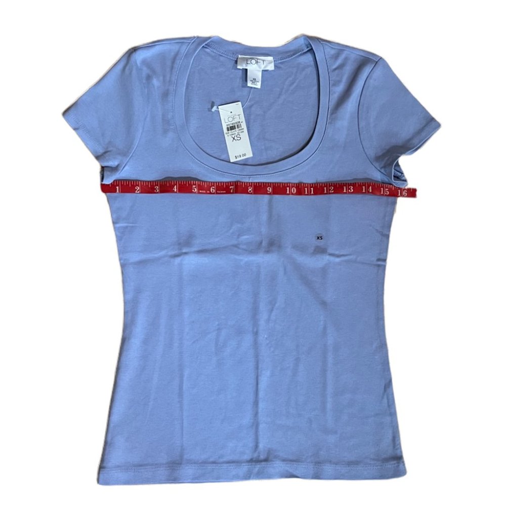 NWT Ann Taylor LOFT Purple 100% Cotton Short Sleeve Scoop Neck T-Shirt, Size XS - Picture 4 of 7